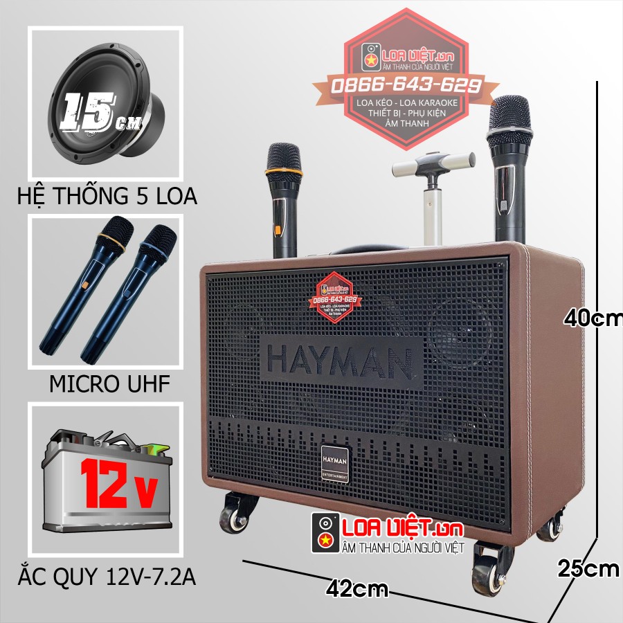 Loa xách tay HAYMAN X8-6 Bass 16